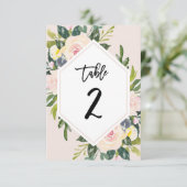 Floral Blush Handgeschreven Tabel 2 Nummerkaart Kaart (Staand voorkant)