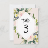 Floral Blush Handgeschreven Tabel 3 Nummerkaart Kaart (Voorkant)