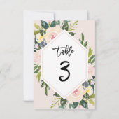 Floral Blush Handgeschreven Tabel 3 Nummerkaart Kaart (Achterkant)