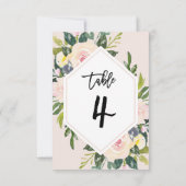 Floral Blush Handgeschreven Tabel 4 Nummerkaart Kaart (Achterkant)