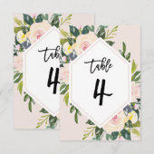Floral Blush Handgeschreven Tabel 4 Nummerkaart Kaart (Voorkant / Achterkant)