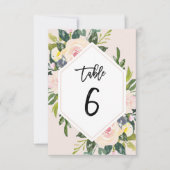 Floral Blush Handgeschreven Tabel 6 Nummerkaart Kaart (Voorkant)