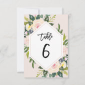 Floral Blush Handgeschreven Tabel 6 Nummerkaart Kaart (Achterkant)