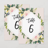 Floral Blush Handgeschreven Tabel 6 Nummerkaart Kaart (Voorkant / Achterkant)