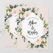 Floral Blush Handwrited Advice & wenst de heer & m Advieskaart (Voorkant / Achterkant)