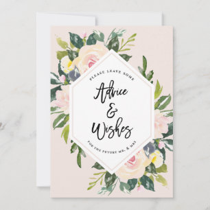 Floral Blush Handwrited Advice & wenst de heer & m Advieskaart