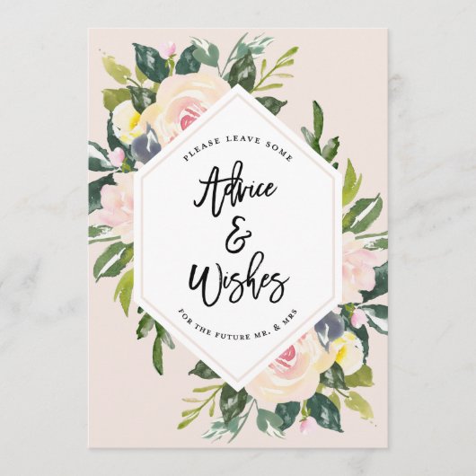 Floral Blush Handwrited Advice & wenst de heer & m Advieskaart (Voorkant)