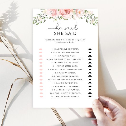 Floral blush Hij zei dat ze vrijgezellenfeest spel