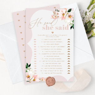 Floral blush Hij zei dat ze vrijgezellenfeest spel