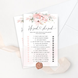 Floral blush Hij zei dat ze vrijgezellenfeest spel