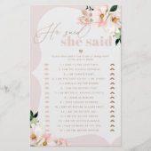 Floral blush Hij zei dat ze vrijgezellenfeest spel (Voorkant)