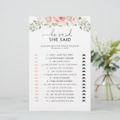 Floral blush Hij zei dat ze vrijgezellenfeest spel (Staand voorkant)