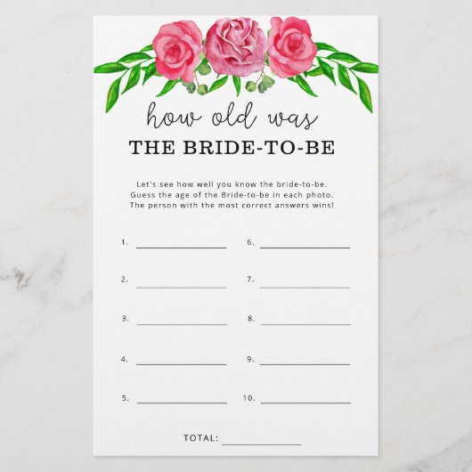 Floral blush Hoe oud was de bruid om te worden (Voorkant)