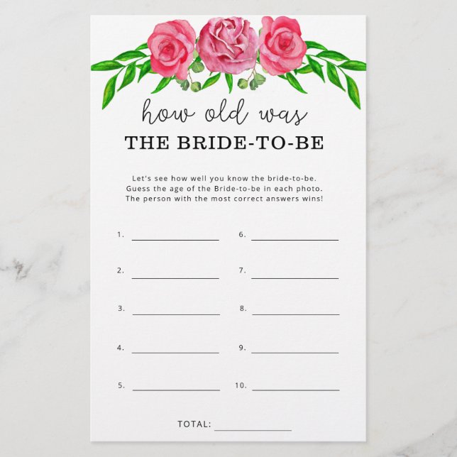 Floral blush Hoe oud was de bruid om te worden (Voorkant)