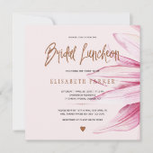 Floral blush koper glitter script bridal luncheon kaart (Voorkant)
