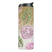 *~* Floral Blush Lavender PEONY Gold Glitter Thermosbeker (Gedraaid links)