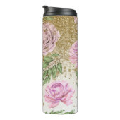 *~* Floral Blush Lavender PEONY Gold Glitter Thermosbeker (Geroteerd rechts)