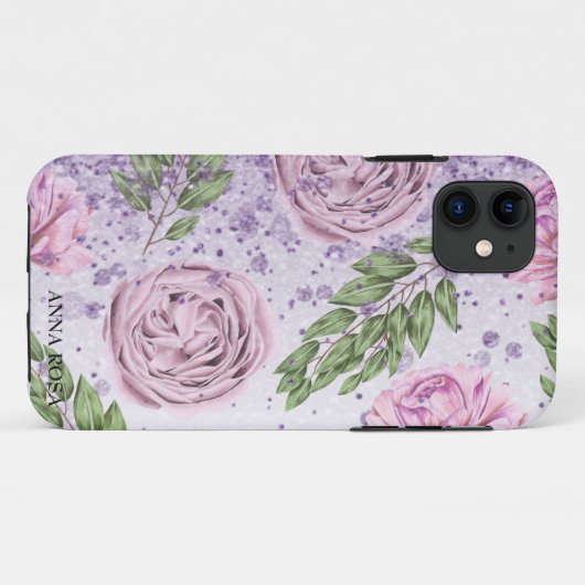 *~* Floral Blush Lavender PEONY Paars Glitter Case-Mate iPhone Case (Achterkant (horizontaal))