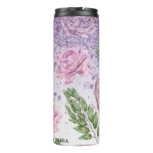 *~* Floral Blush Lavender PEONY Paars Glitter Thermosbeker (Achterkant)
