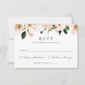Floral Blush Magnolia Hydrangea Elegante RSVP-kaar Kaart (Voorkant)