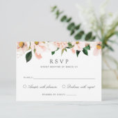 Floral Blush Magnolia Hydrangea Elegante RSVP-kaar Kaart (Staand voorkant)