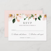 Floral Blush Magnolia Hydrangea Elegante RSVP-kaar Kaart (Voorkant / Achterkant)