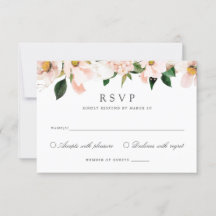 Floral Blush Magnolia Hydrangea Elegante RSVP-kaar