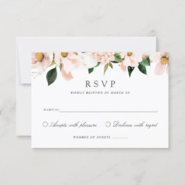 Floral Blush Magnolia Hydrangea Elegante RSVP-kaar Kaart