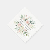 Floral Blush Name Date Wedding Napkins Servet (Hoek)