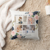 Floral Blush Navy Best Mam Photo Collage Kussen (Deken)