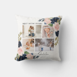 Floral Blush Navy Best Mam Photo Collage Kussen