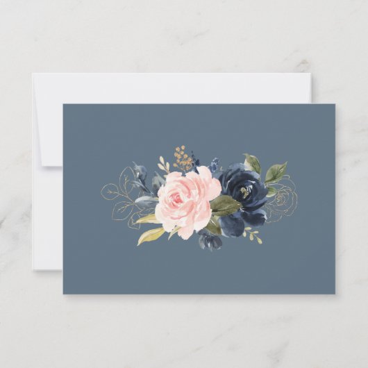 Floral Blush & Navy Elegant Details Inzetstuk Kaar Kaart (Achterkant)
