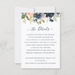 Floral Blush & Navy Elegant Details Inzetstuk Kaar Kaart
