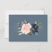 Floral Blush & Navy Elegante RSVP-kaart Kaart (Achterkant)