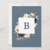 Floral Blush & Navy Elegante Typografie Uitnodigin Kaart (Achterkant)