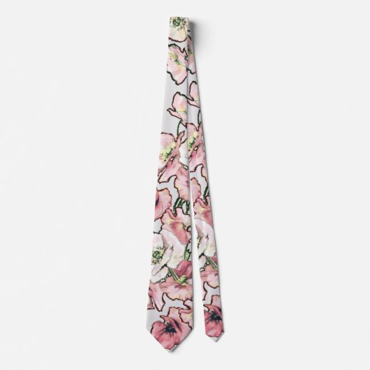 Floral-blush Necktie |Trendy Floral Wedding Stropd Stropdas (Voorkant)