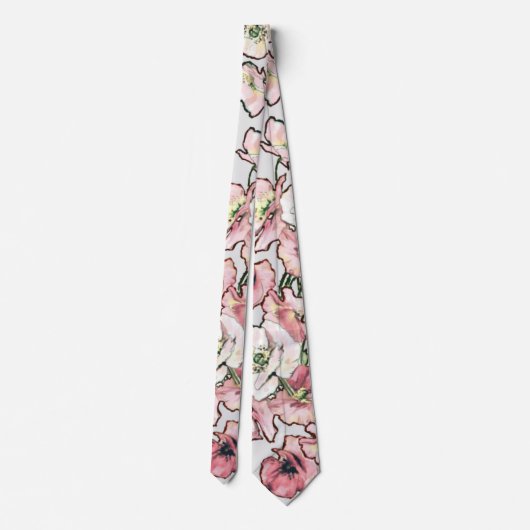 Floral-blush Necktie |Trendy Floral Wedding Stropd Stropdas (Achterkant)