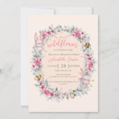 Floral Blush Peach Schattige Bunny Girl Eerste Ver Kaart (Voorkant)