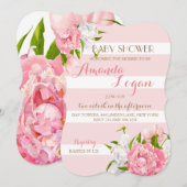Floral Blush Peonie Baby Shower Invitaties Kaart (Voorkant / Achterkant)