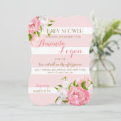 Floral Blush Peonie Baby Shower Invitaties Kaart (Staand voorkant)