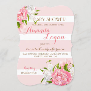 Floral Blush Peonie Baby Shower Invitaties Kaart