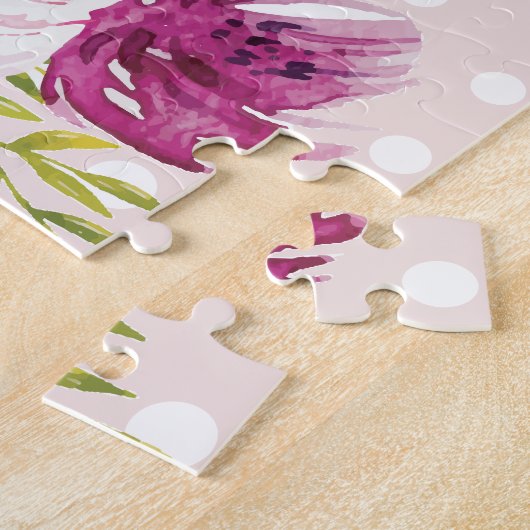 Floral Blush Peonies Trendy Script Mr. en Mrs. Legpuzzel (Zijkant)