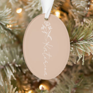 Floral Blush Persoonlijke kerstnaam Ornament