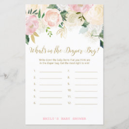 Floral Blush Pink and Gold Baby shower Game PRINT