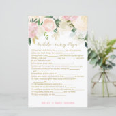 Floral Blush Pink and Gold Baby shower Game PRINT (Staand voorkant)