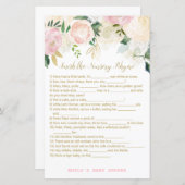 Floral Blush Pink and Gold Baby shower Game PRINT (Voorkant / Achterkant)