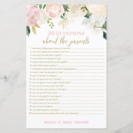 Floral Blush Pink and Gold Baby shower Game PRINT