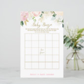 Floral Blush Pink and Gold Baby shower Game PRINT (Staand voorkant)