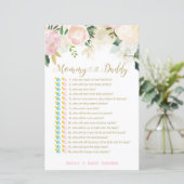 Floral Blush Pink and Gold Baby shower Game PRINT (Staand voorkant)