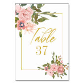 Floral Blush Pink and Gold Wedding Table Number Kaart (Achterkant)